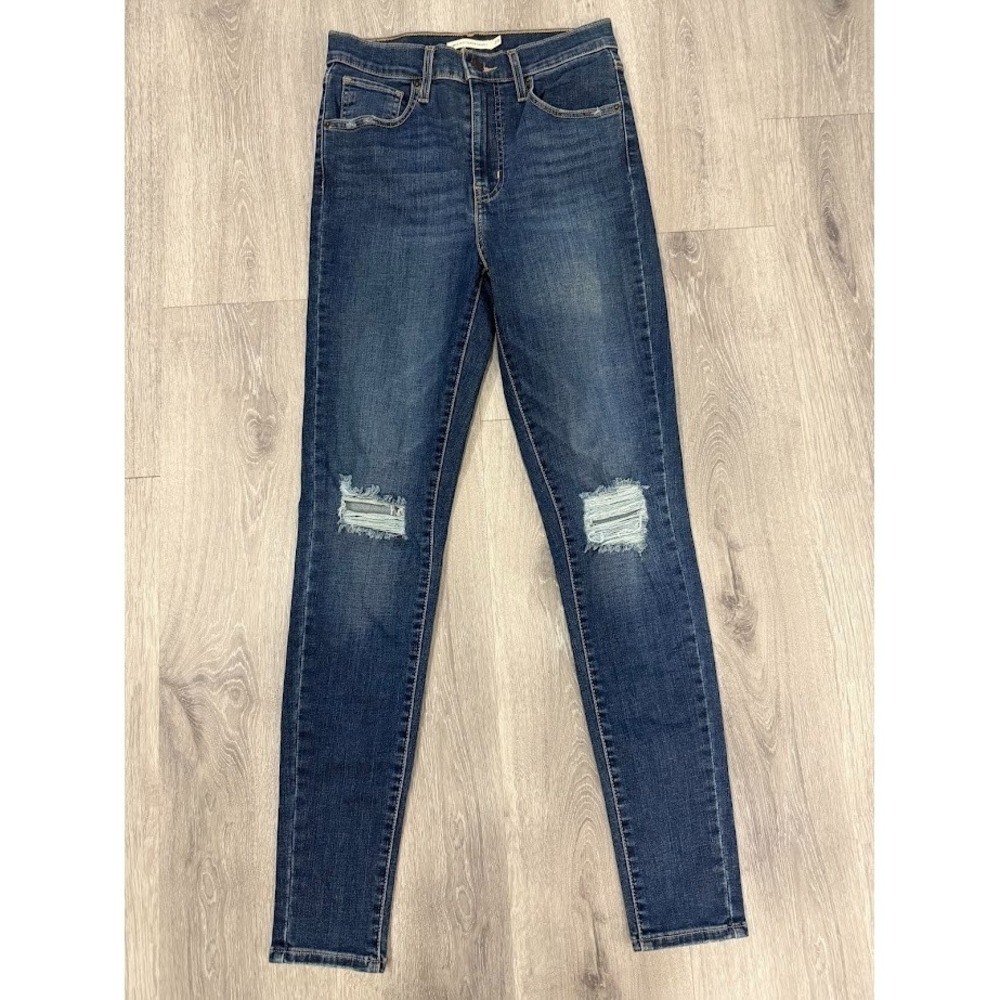 LEVI'S Womens Mile High Super Skinny Jeans W28 L30 Blue Cotton Dark Wash‎